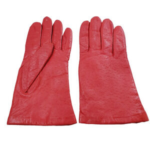 Vintage Van Raalte Women's Large Red Leather Driving Gloves Fashion Collectible